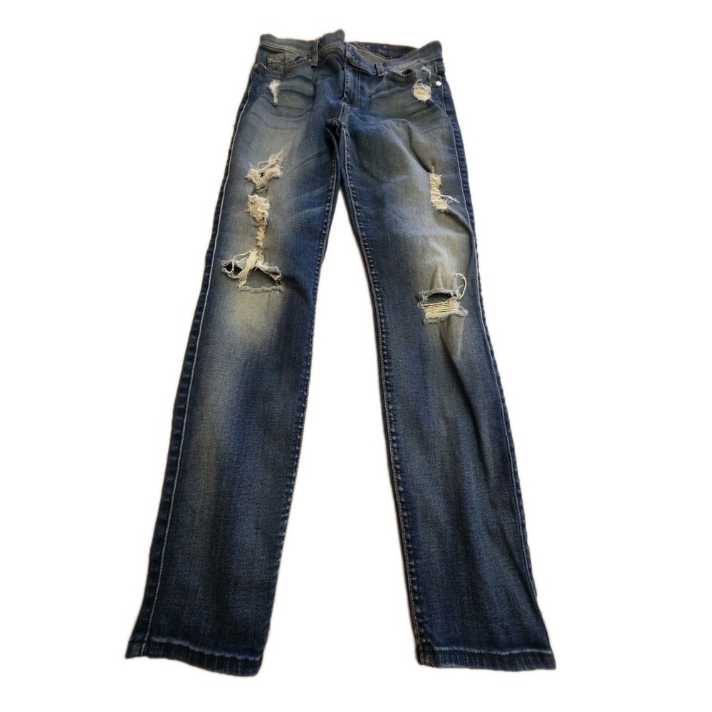 7 For All Mankind "The Ankle Skinny" Jeans Women's Juniors Size 29 Distressed
